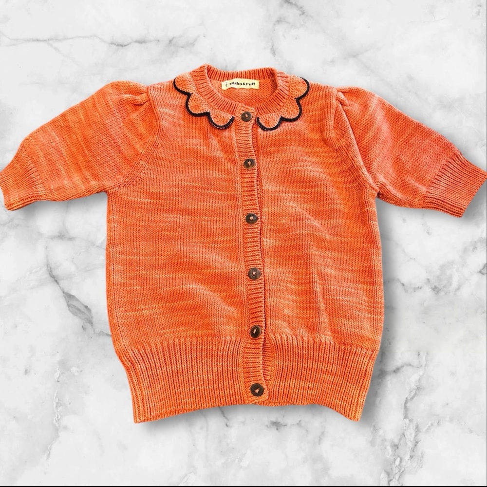 Misha & Puff Melon Cardigan with Scalloped Collar‎ 7-8
